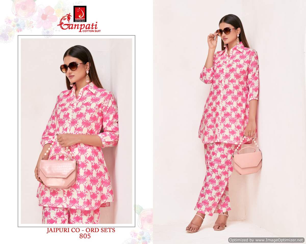 Jaipuri Vol 8 By Ganpati Heavy Pure Cotton Cord Set Top With Bottom Wholesale Shop In Surat